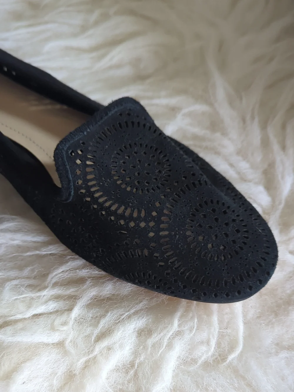 Vince Camuto - Black Laser-Cut Slip-On Flats